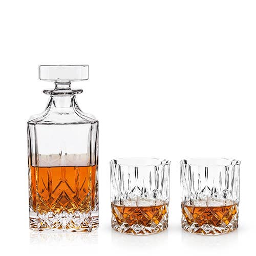 Viski - Admiral™ Crystal Whiskey Decanter & Tumblers Set - Set of 3
