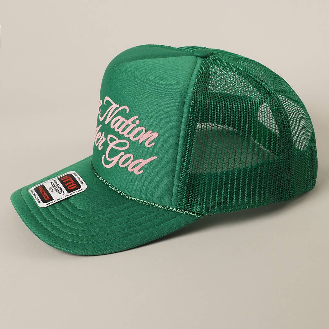 Fashion City - One Nation Under God Mesh Back Foam Trucker Hat: NEON PINK / One Size