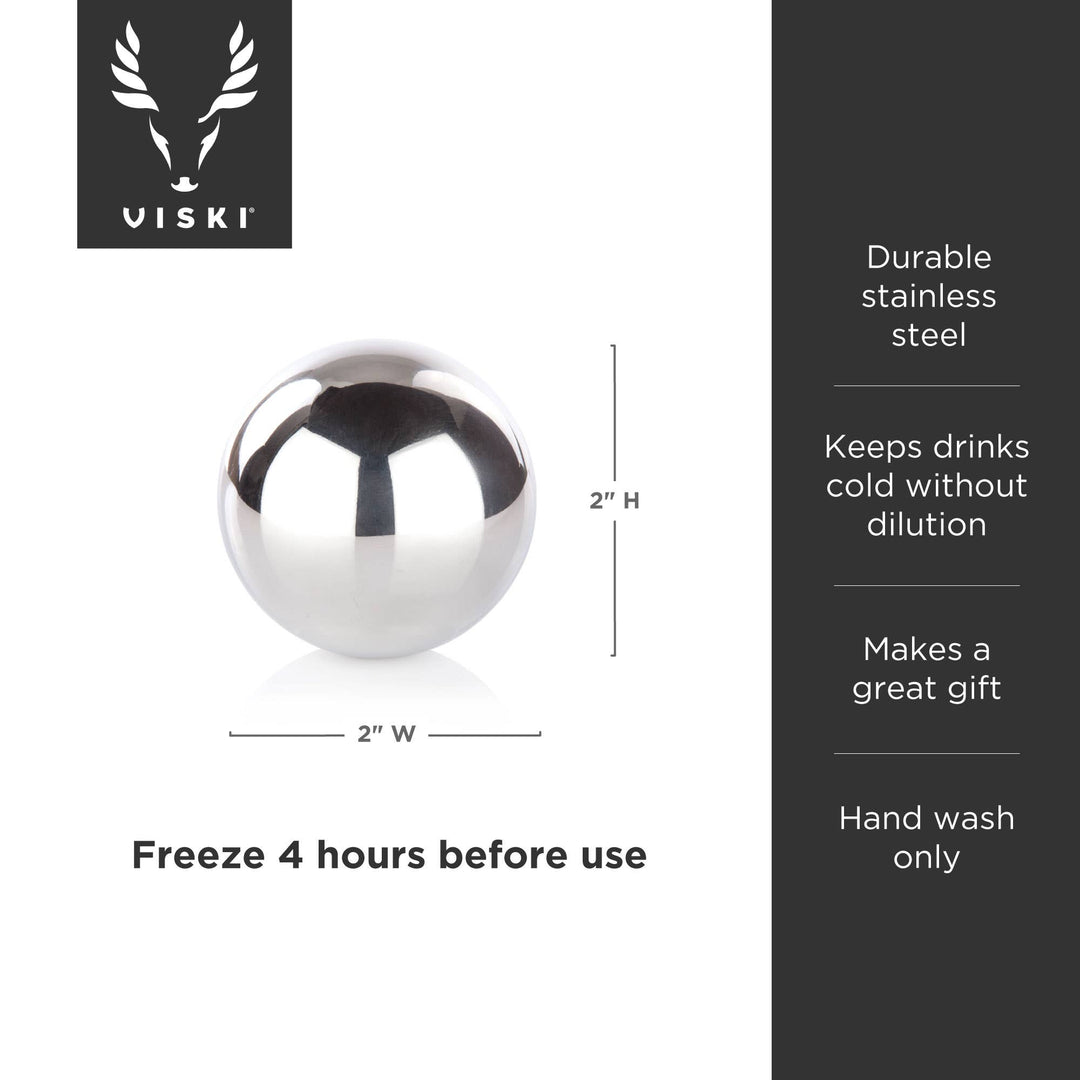Viski - Glacier Rocks® Large Stainless Steel Whiskey Ball