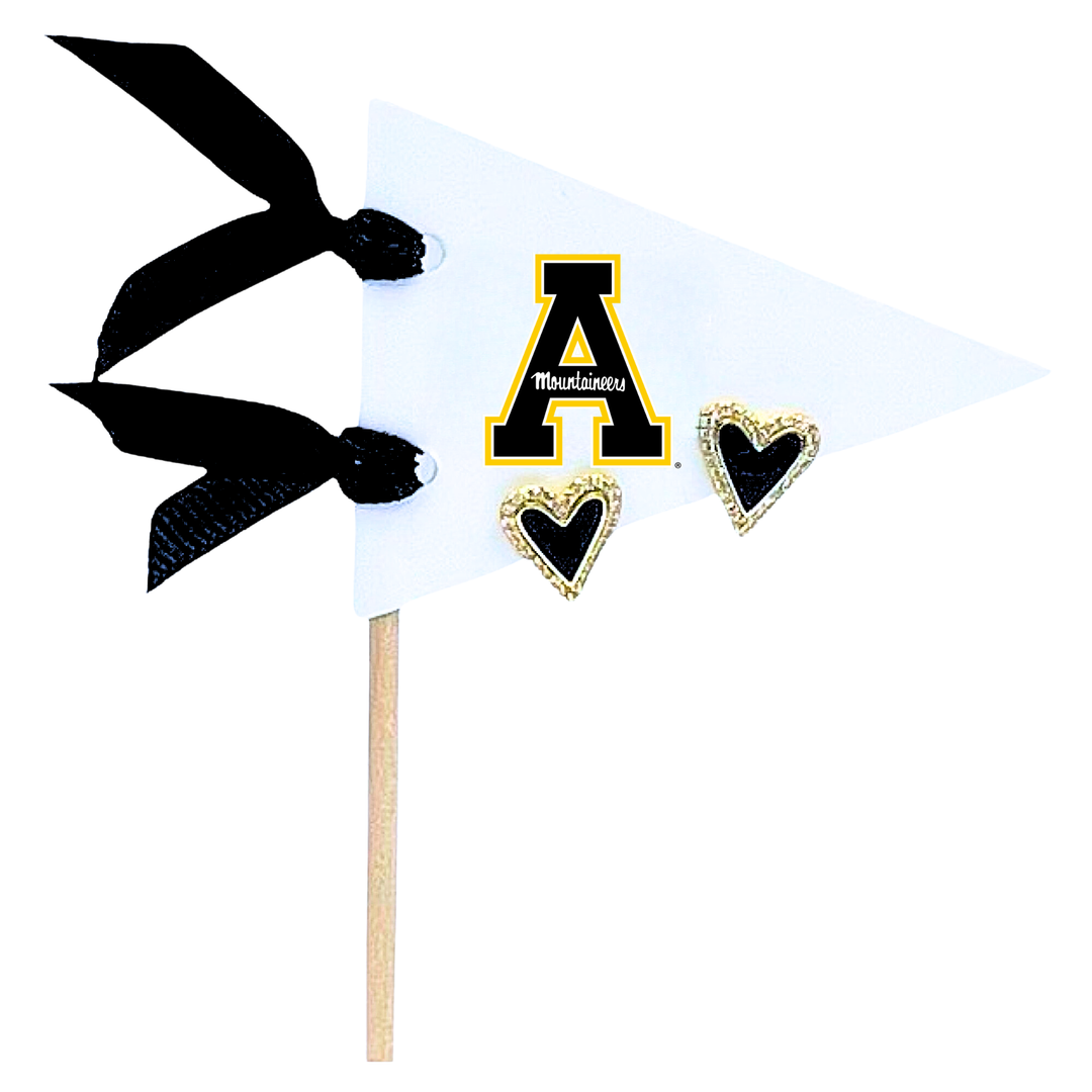 Color Shout - Love my College: Bright Color Heart Studs on Logo Pennant Flag: Alabama