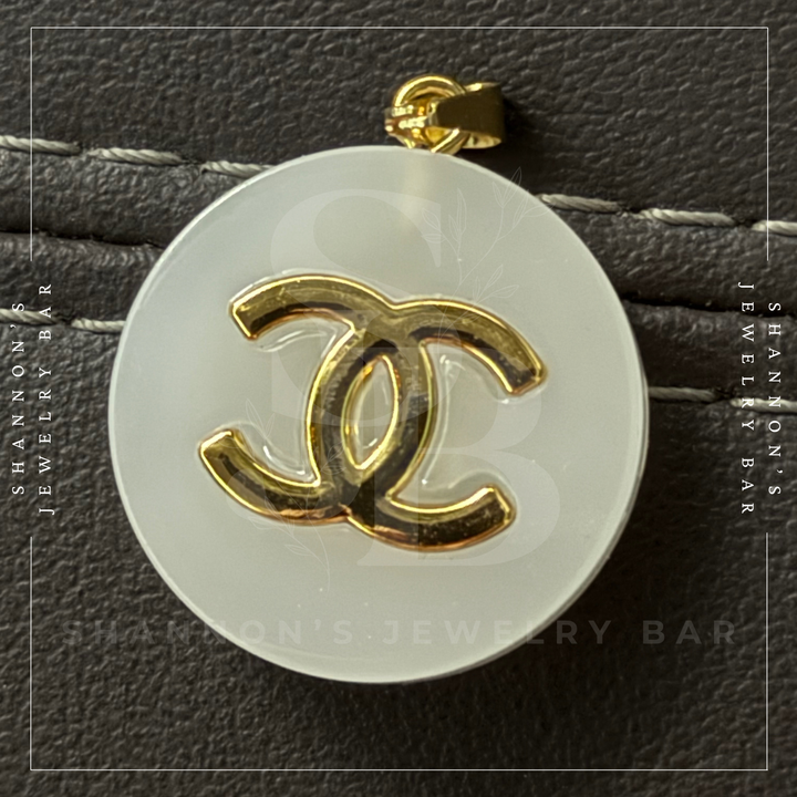 Shannon's Jewelry Bar - CHANEL Charm Zipper Pull Gold CC Grey Round Resin 25mm