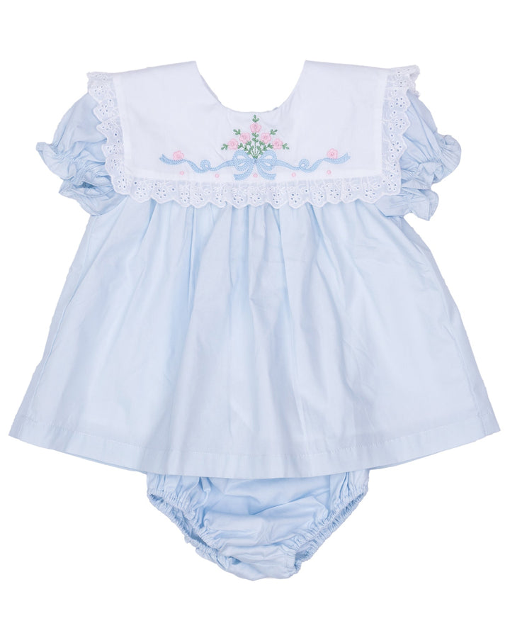Aubrey Porcelain Blue Floral Bow Bloomer Set