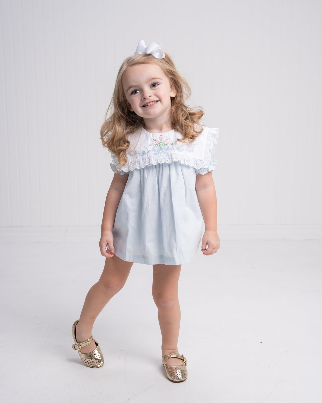 Aubrey Porcelain Blue Floral Bow Bloomer Set