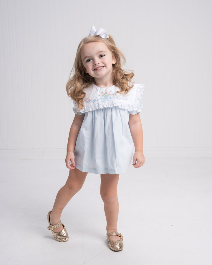 Aubrey Porcelain Blue Floral Bow Bloomer Set