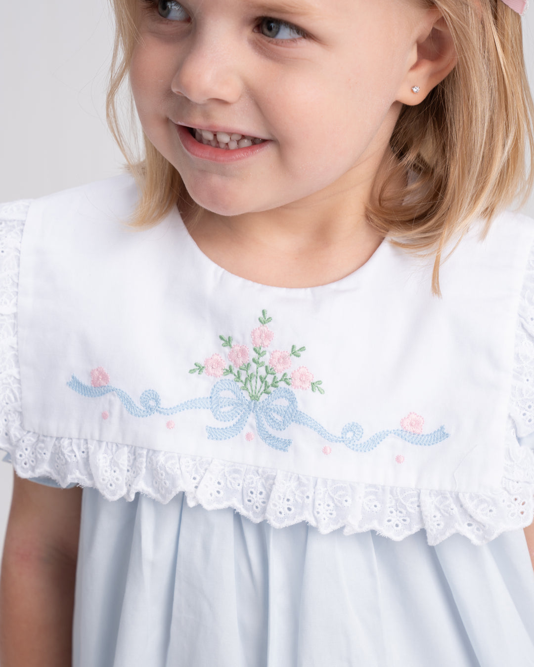 Remi Porcelain Blue Floral Bow Dress