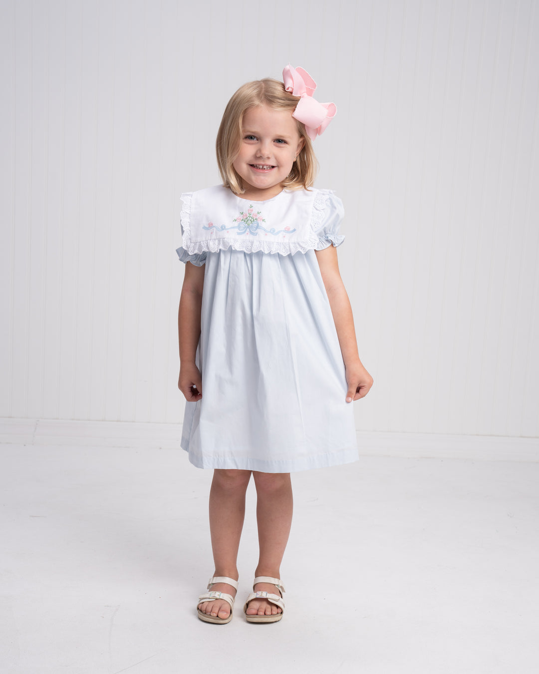 Remi Porcelain Blue Floral Bow Dress