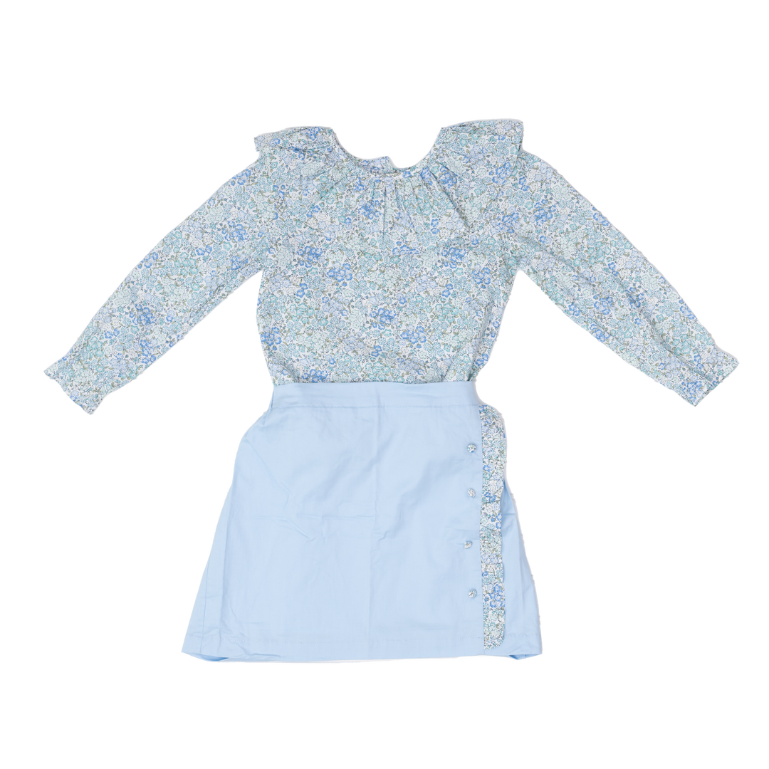 Kelsey Blue Floral Skirt Set