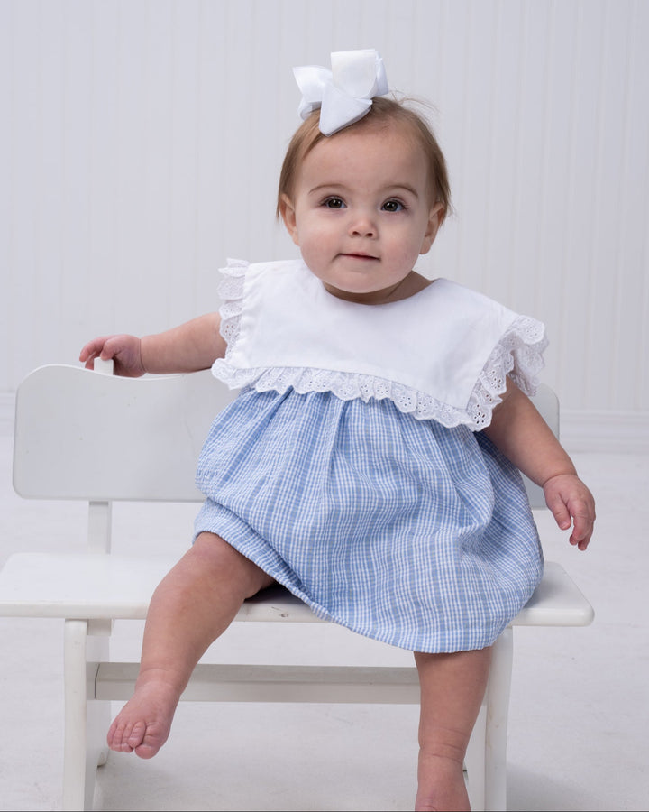 Audrey Blue Check Bloomer Set