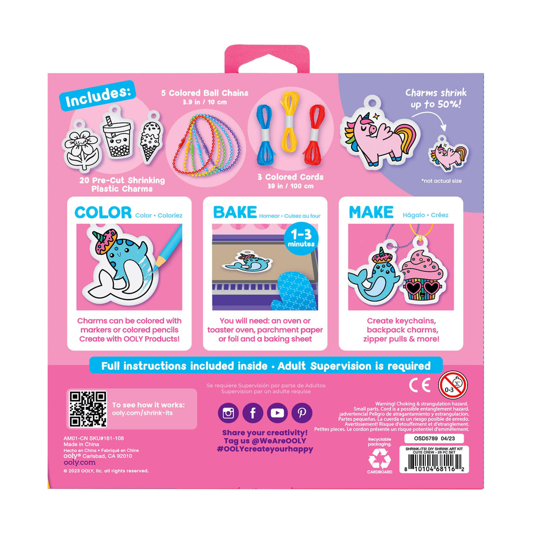 OOLY - Shrink-Its! DIY Shrink Art Kit - Cute Crew (28 PC Set)