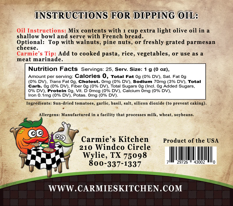 Carmie's Kitchen - Sundried Tomato Dipping Oil Seasoning