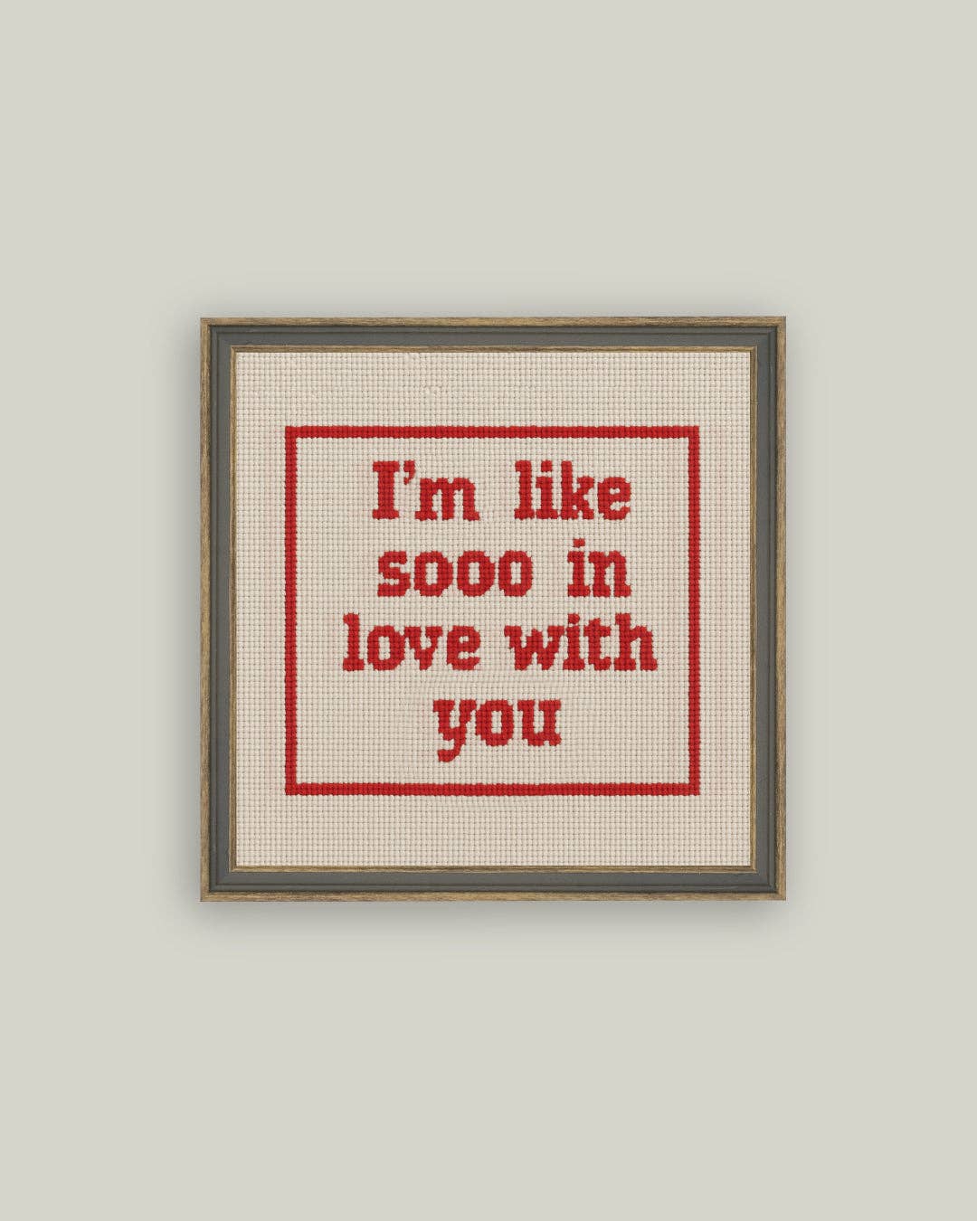 Petal Lane Home - Cross Stitch In Love Framed Antique Print: 5x5
