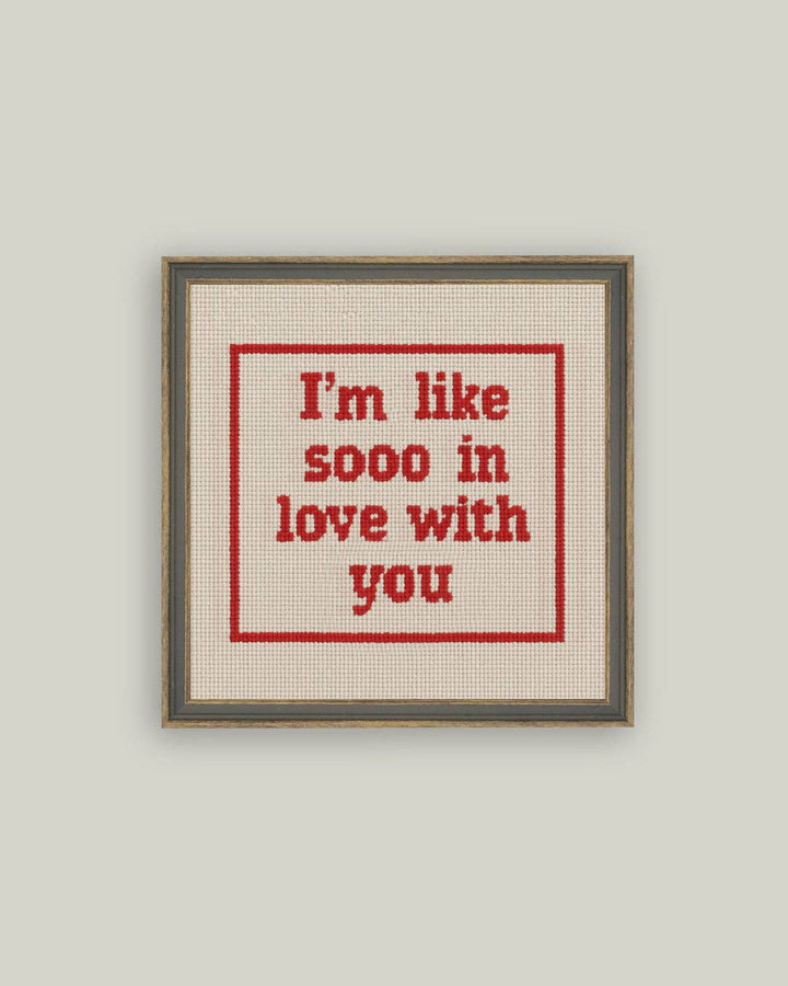 Petal Lane Home - Cross Stitch In Love Framed Antique Print: 5x5