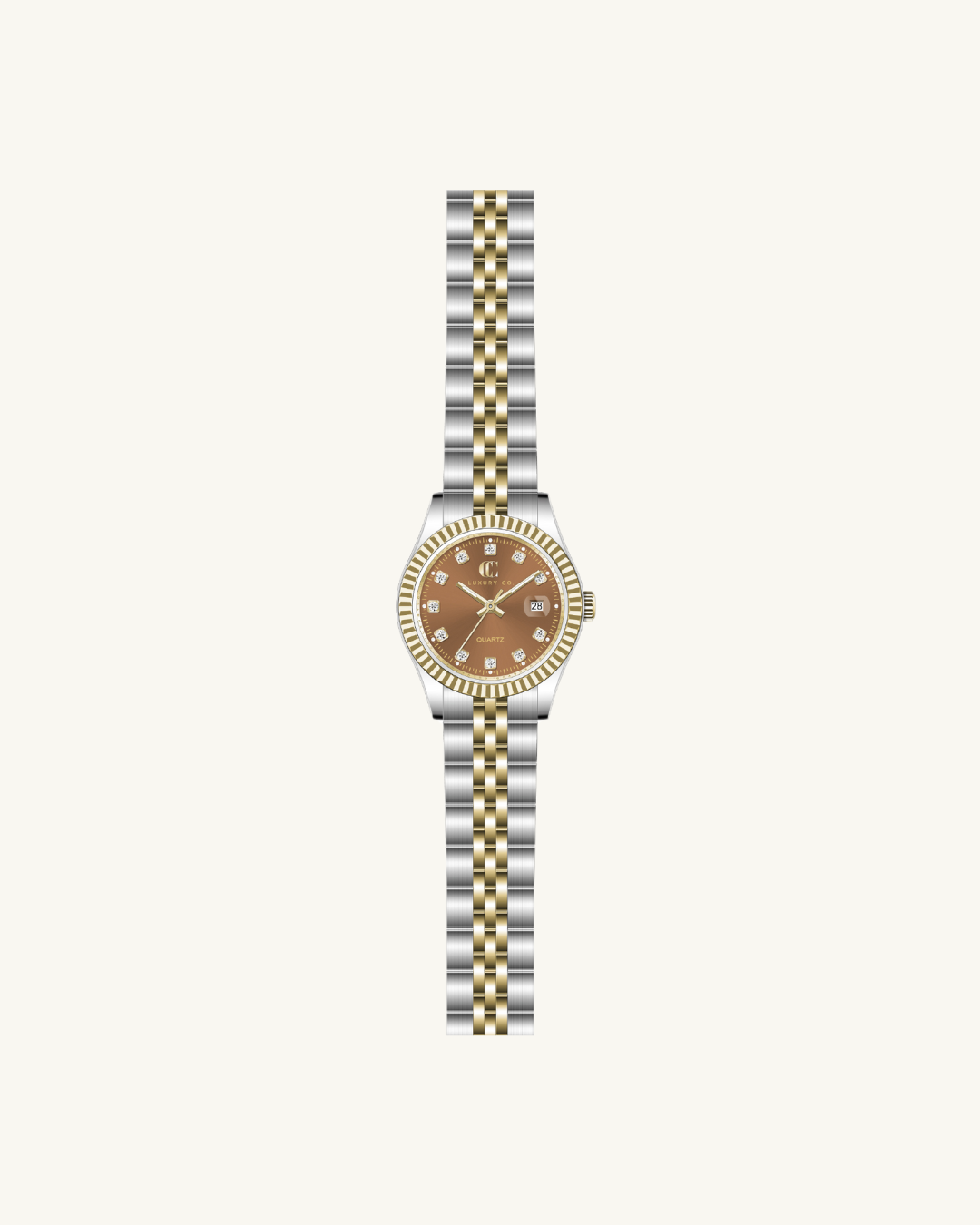 C&C LUXURY CO. - 28MM CLASSIC WATCH: TWO-TONE & MOTHER OF PEARL