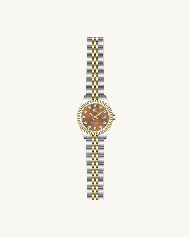 C&C LUXURY CO. - 28MM CLASSIC WATCH: TWO-TONE & MOTHER OF PEARL