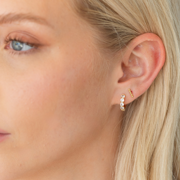 Splendid Iris - Small Cz Huggies: Gold