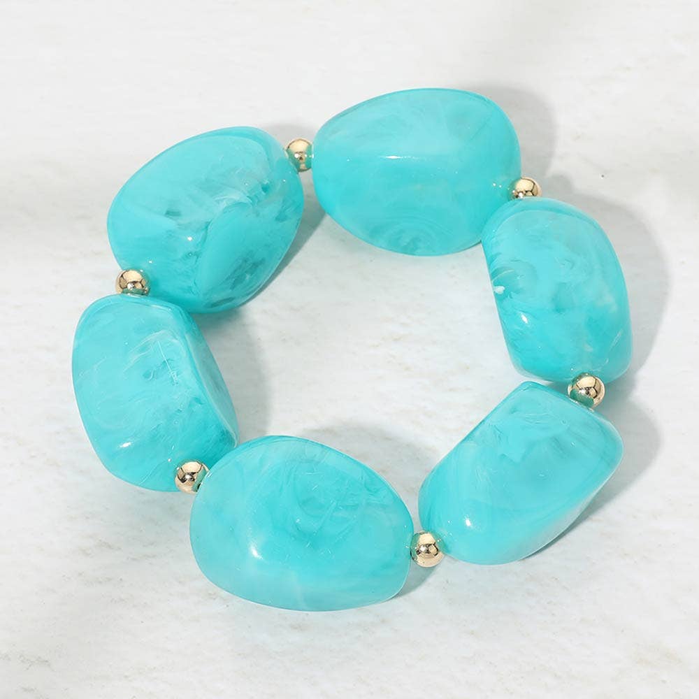 Sensibling Corp. - Chunky Resin Pebble Beaded Bracelet: Mint