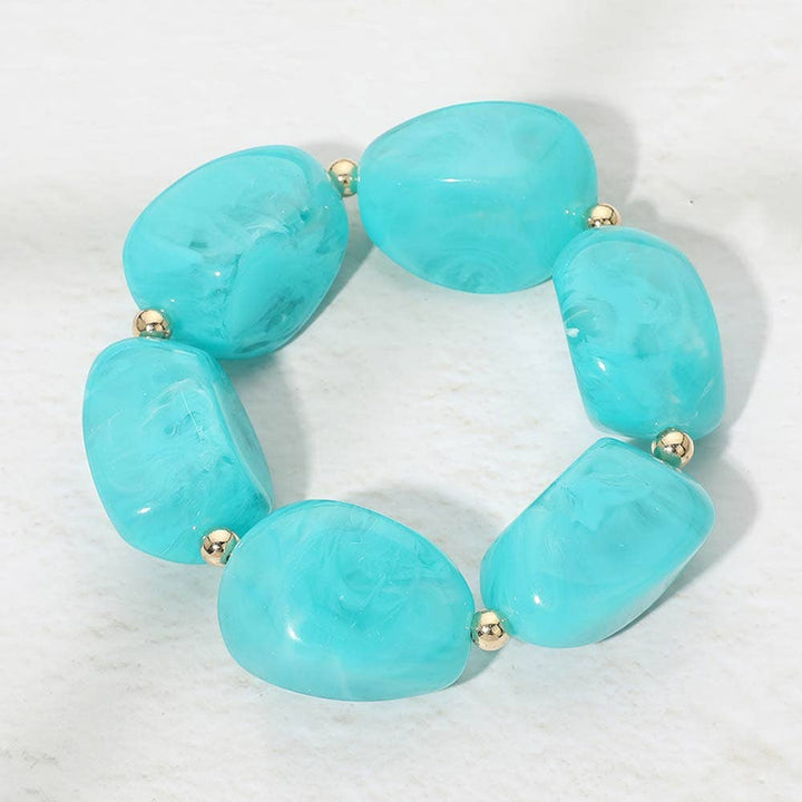 Sensibling Corp. - Chunky Resin Pebble Beaded Bracelet: Mint
