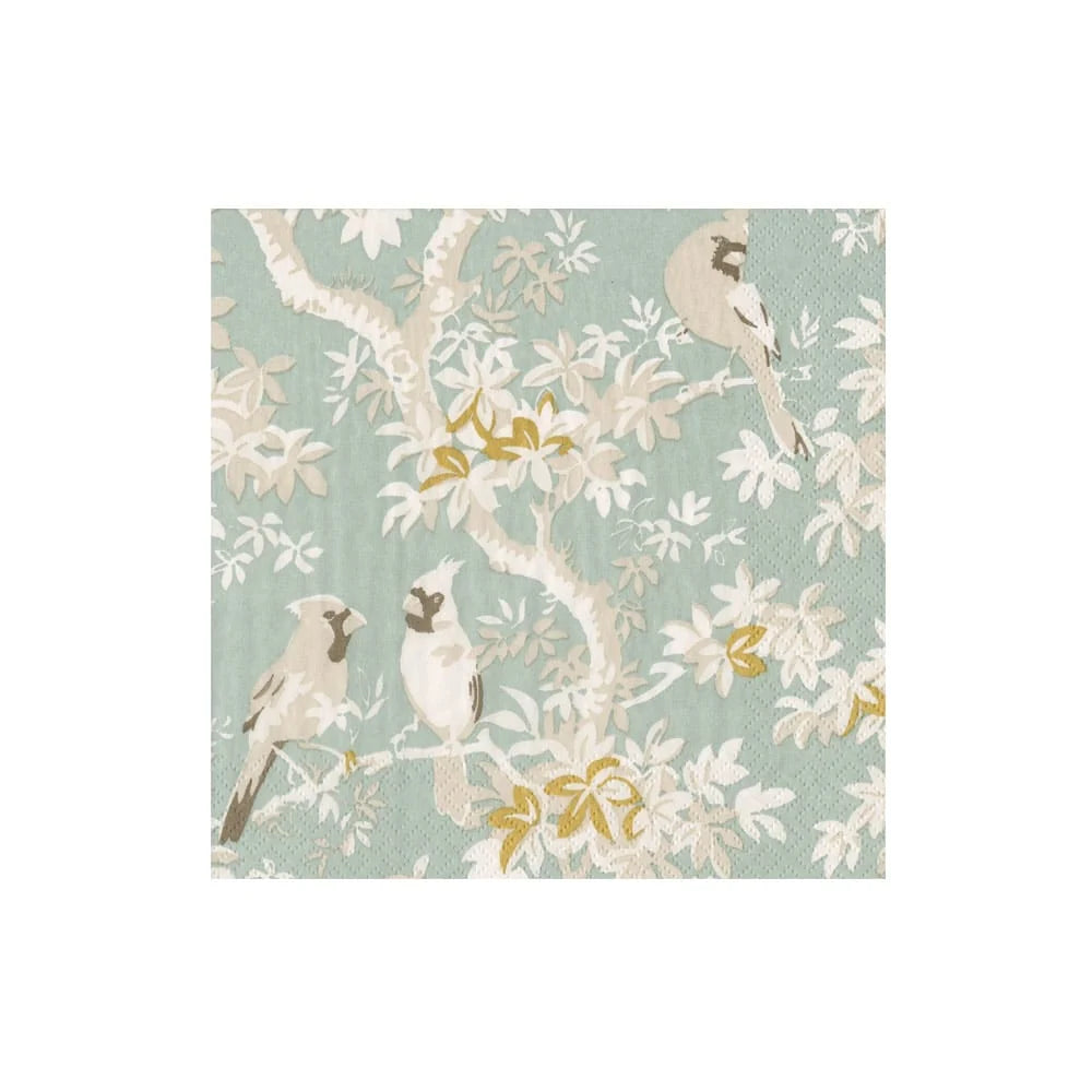 Scenic Songbirds Celadon Cocktail Napkin