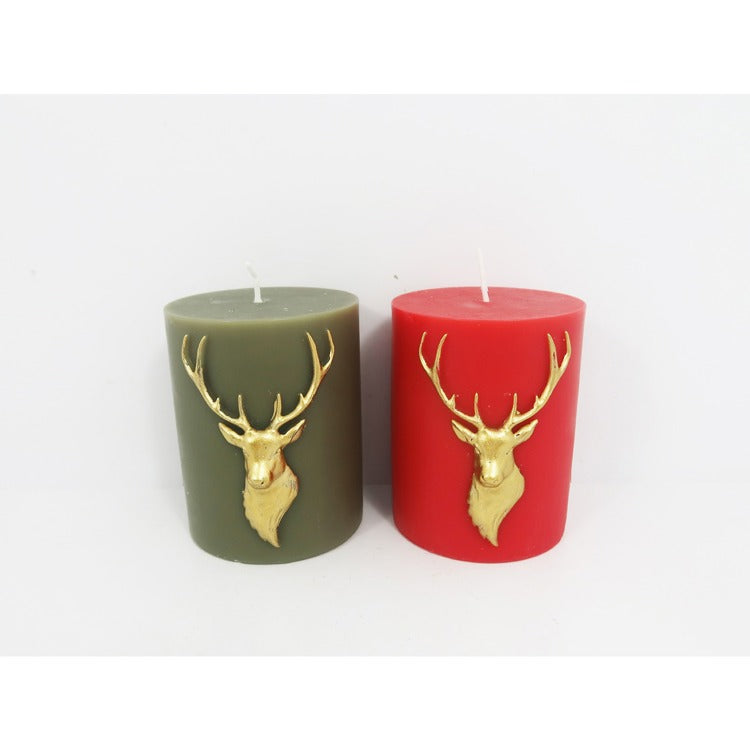 Stag Pillar Candle, 2 Asst, 3.75" x 3"