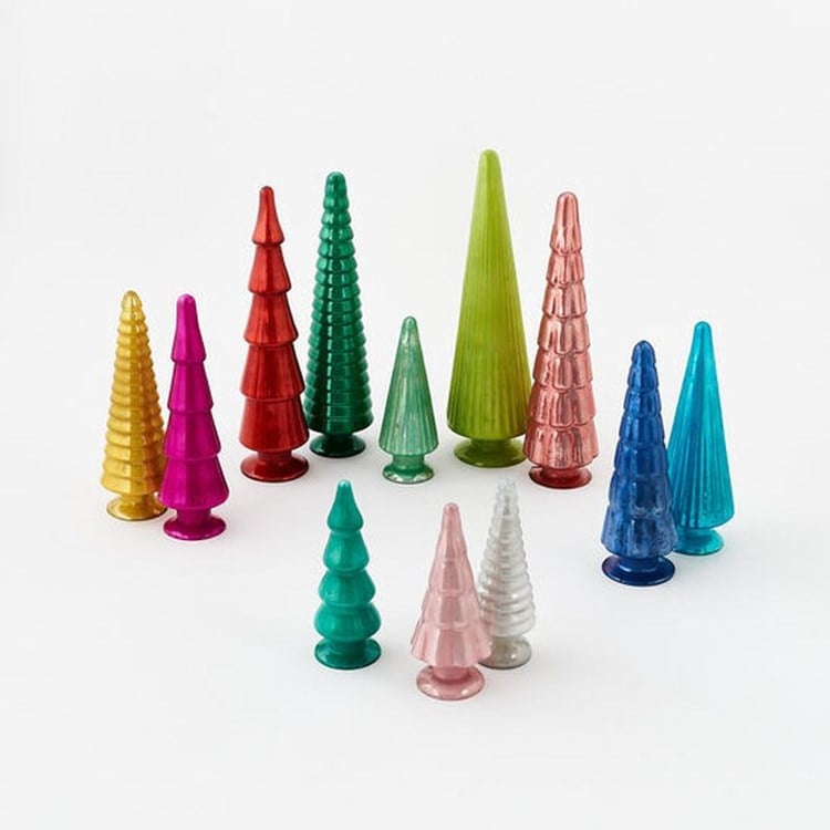 Colorful Tree, 12 Asst, Lg, Glass, 9", 13" 17.5"