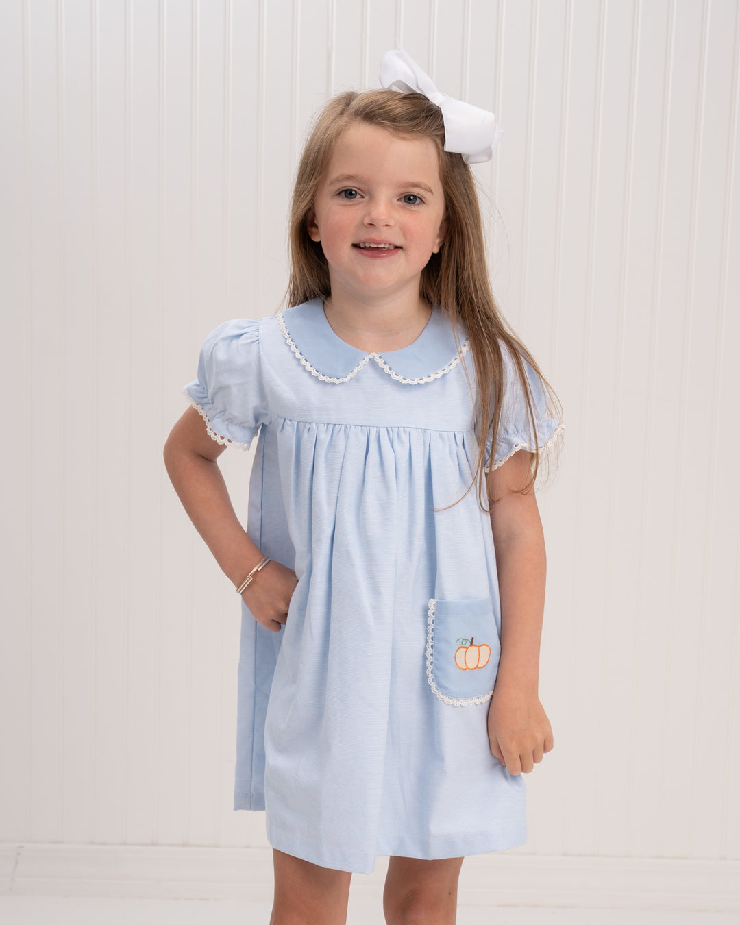 Christina Blue Pumpkin Applique Dress