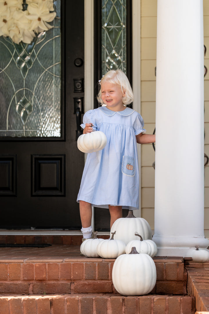 Christina Blue Pumpkin Applique Dress