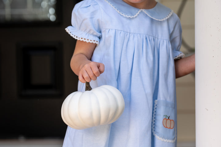 Christina Blue Pumpkin Applique Dress