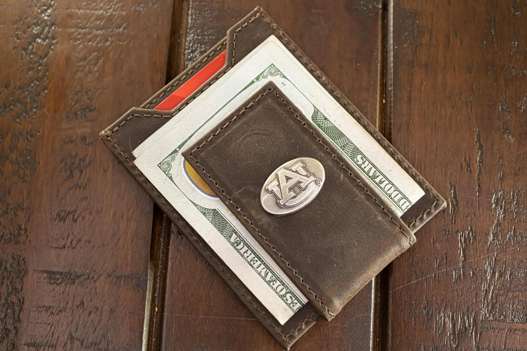 Zep-Pro - Auburn Tigers  Magnetic Front Pocket Leather Wallet