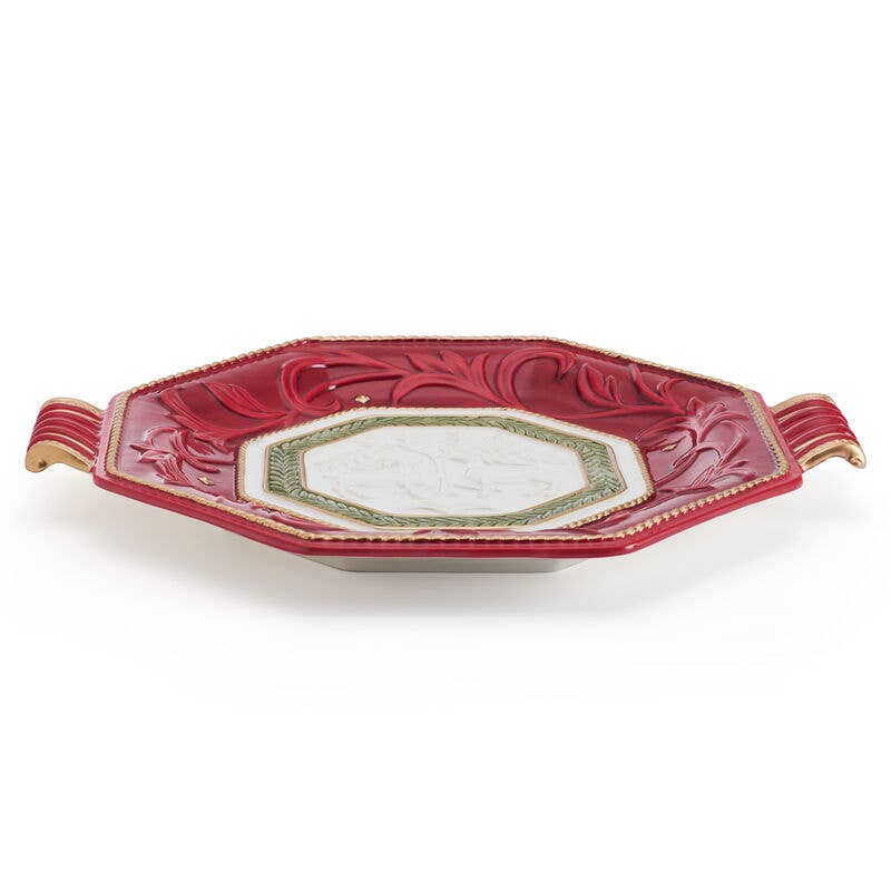 Fitz and Floyd® Mikasa® Pfaltzgraff® - Fitz & Floyd Telluride Large Platter W Handles Gift Box: Red / Earthenware / Christmas