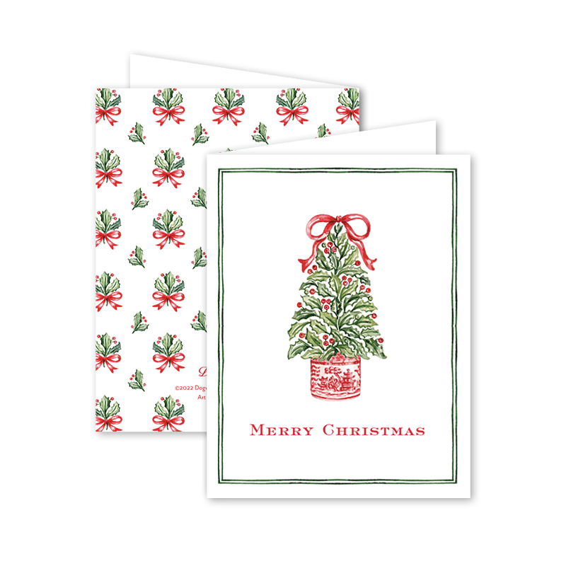Dogwood Hill - Holly Ribbons Tree: Single Card