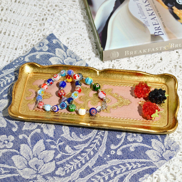 Florentine Carved Gilded Wood Narrow Tray, Made in Italy: Cappuccino