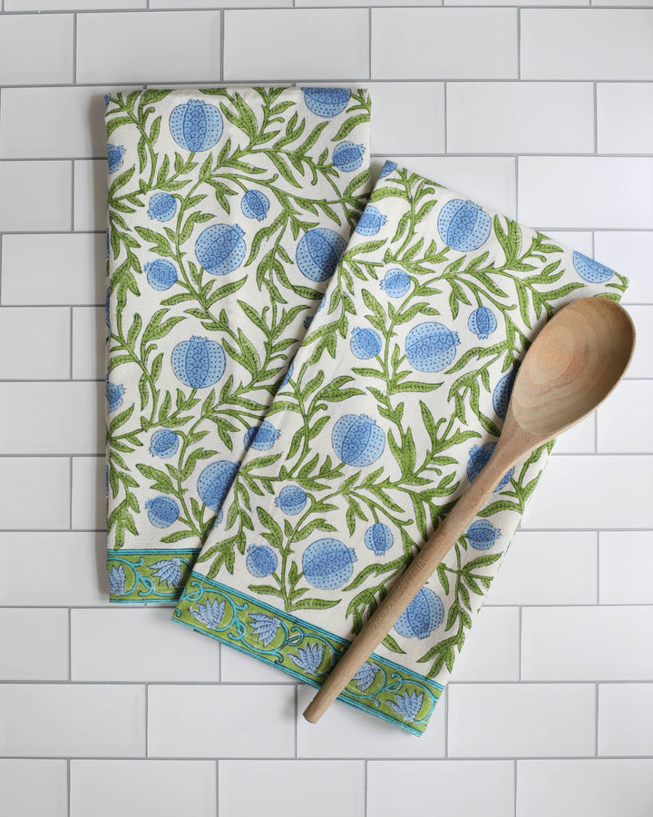 PACIFIC & ROSE TEXTILES - Kitchen Towel Pomegranate Blue, Set of 2