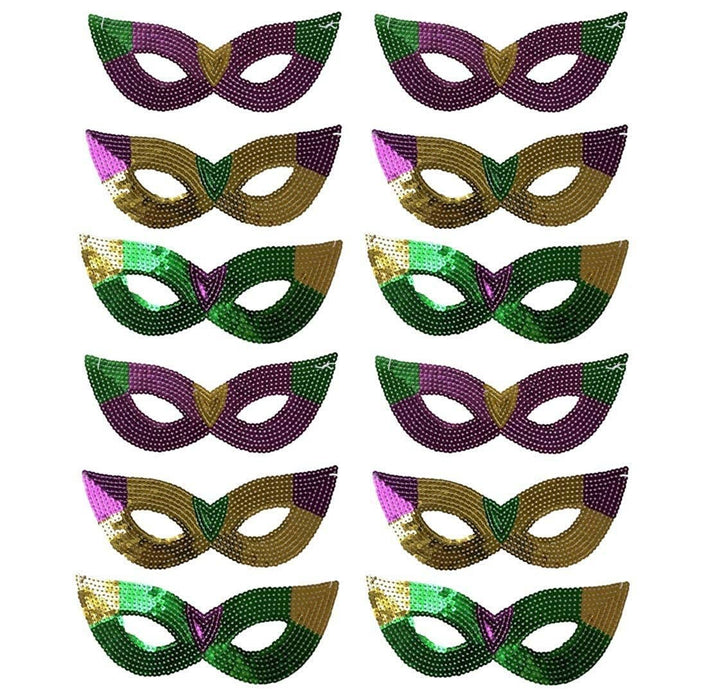 The Mardi Gras Krewe - Purple, Green and Gold Sequin Mardi Gras Masks- Bulk Supply for Parties, Balls, and Parades!: