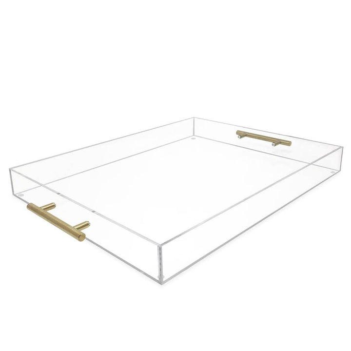 Isaac Jacobs Clear Acrylic Serving Tray with Metal Handles: Clear With Gold Handle / 11x17