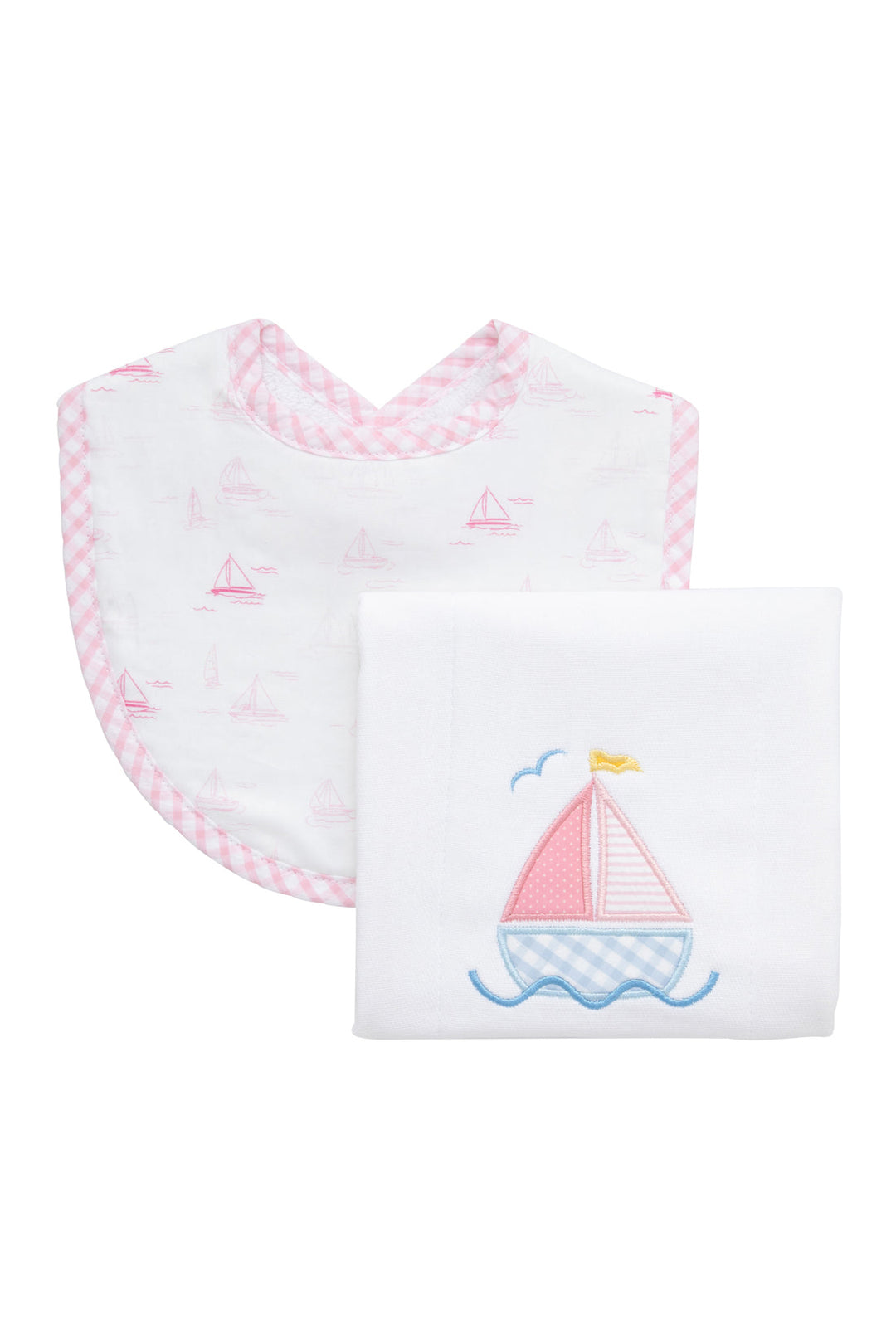 Sailboat Basic Bib & Burp Boxed Set, Pink