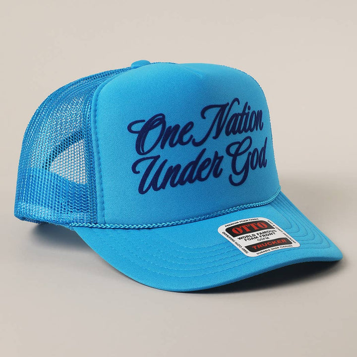 Fashion City - One Nation Under God Mesh Back Foam Trucker Hat: KELLY GREEN / One Size