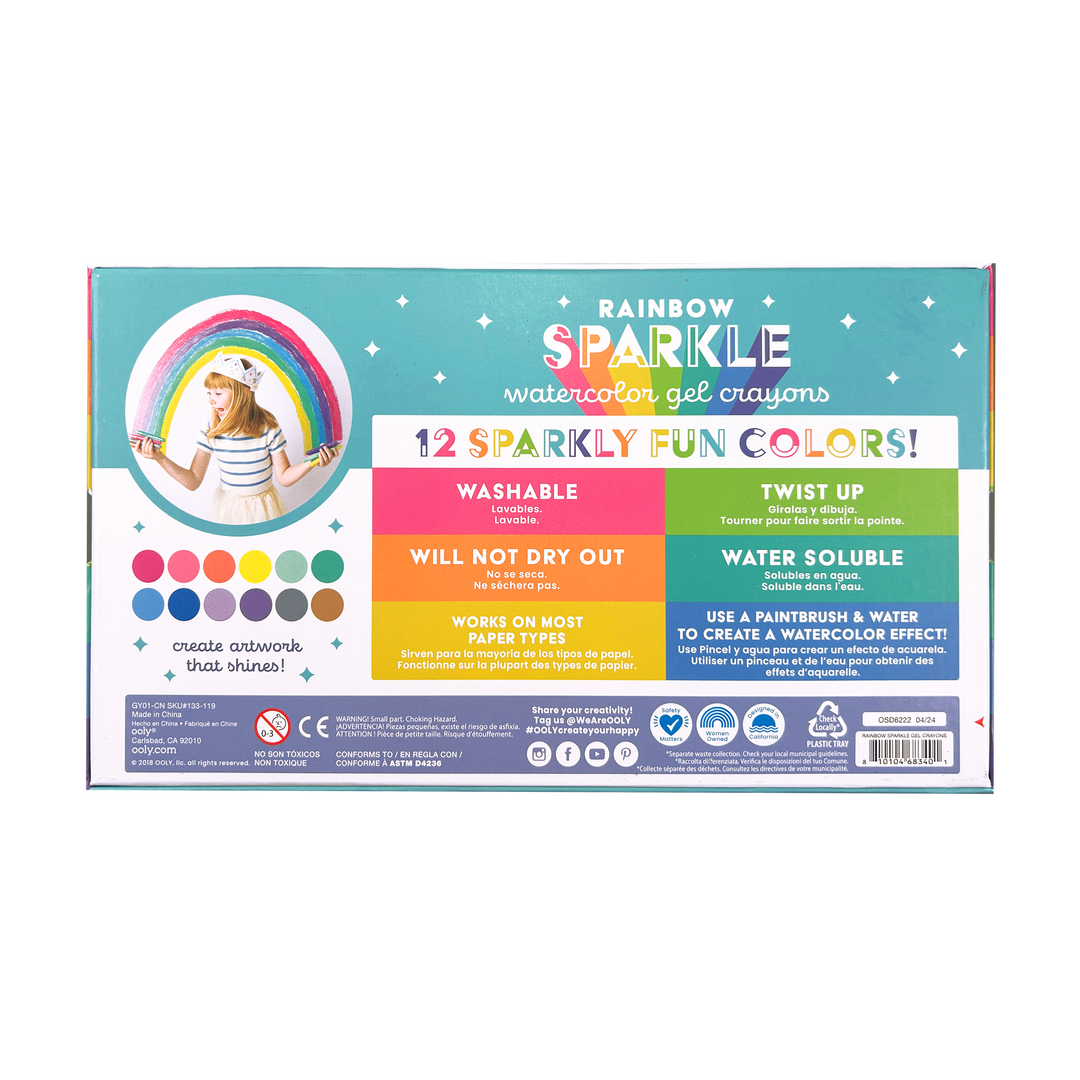 OOLY - Rainbow Sparkle Watercolor Gel Crayons - Set of 12