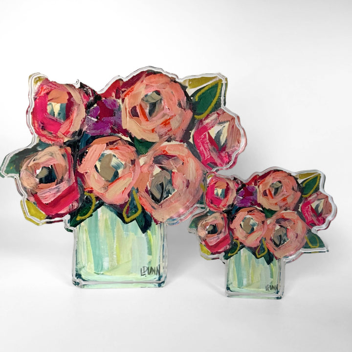 Lauren Dunn - Blush and Blue Acrylic Floral: Large