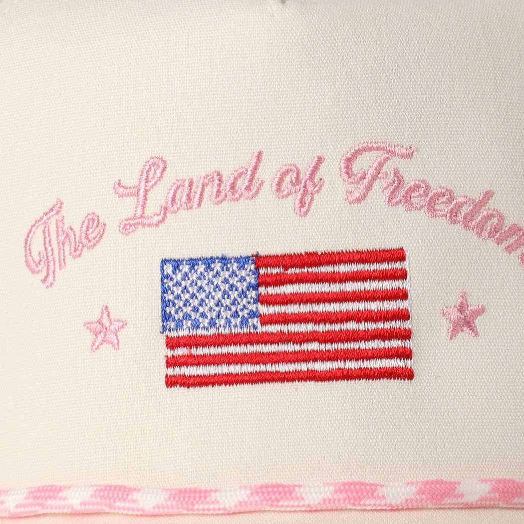 Fashion City - The Land of Freedom Flag Embroidered Trucker Hat: Red / ONE SIZE