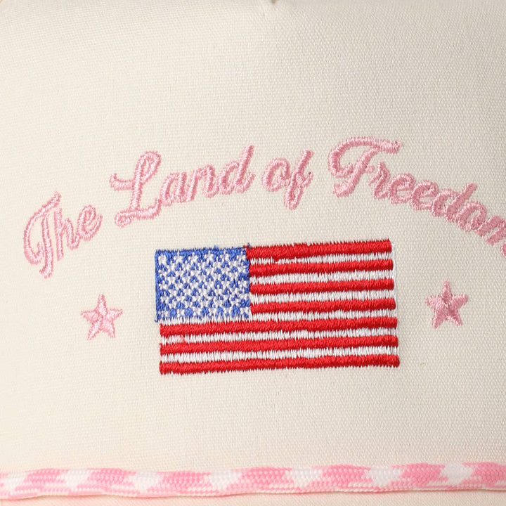 Fashion City - The Land of Freedom Flag Embroidered Trucker Hat: Red / ONE SIZE