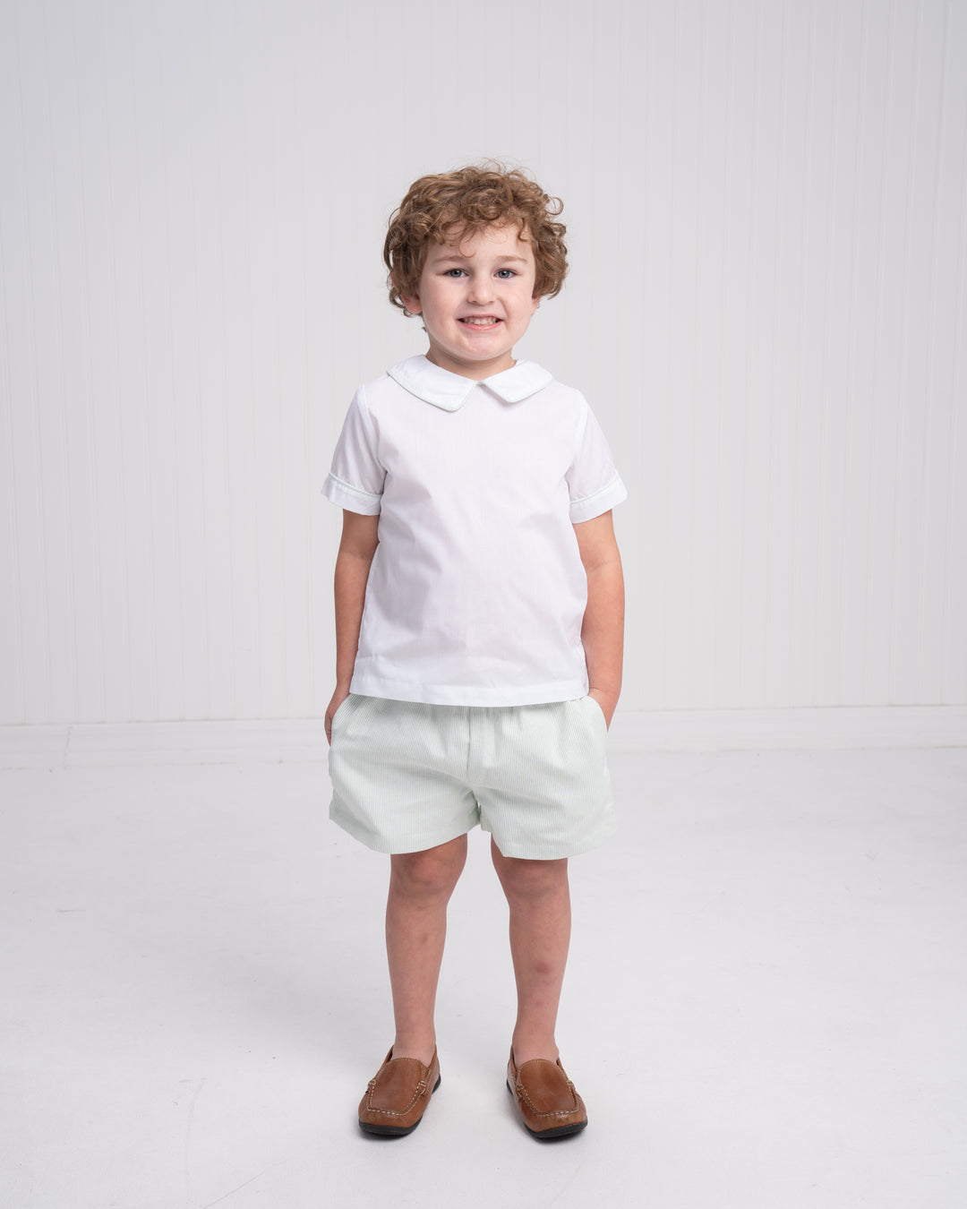 John Willow Green Stripe Short Set