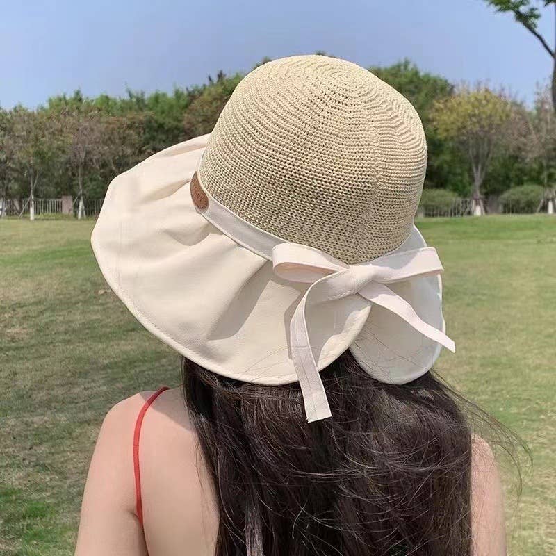 MKS America - Large Brim Bucket Hat Bow Tie Women's Hat: Black