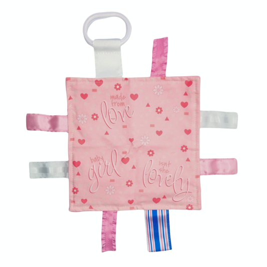 8x8 BABY GIRL PINK WITH HOSPITAL BLANKET RIBBONS C