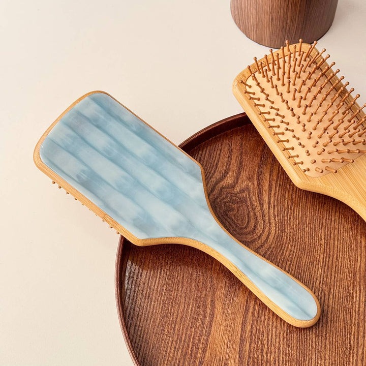 MKS America - Acetate Patterned Paddle Hair Brush with Wooden Edge: C3 / M