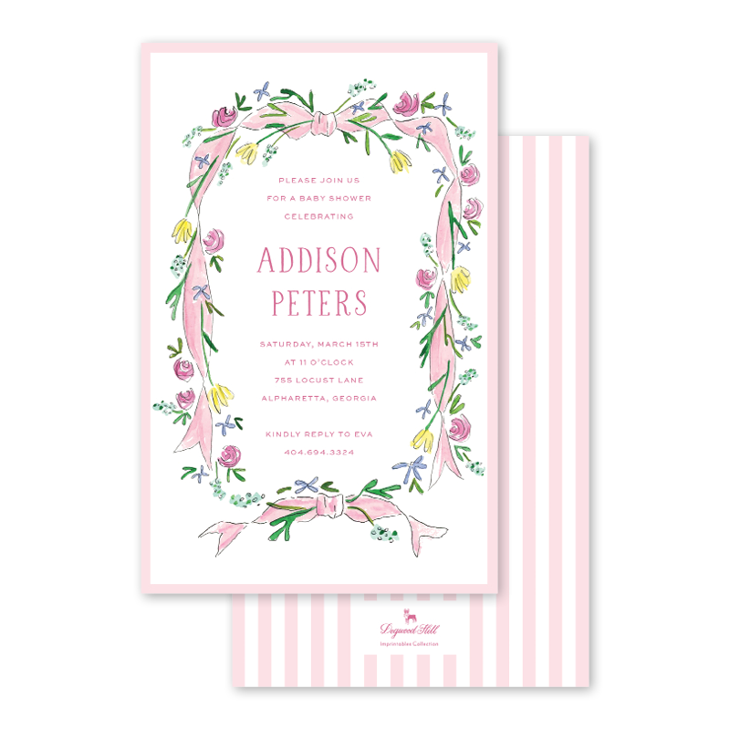 Dogwood Hill - Pink Ribbon Boxed Invitation: Imprintable Invitation Bo ...