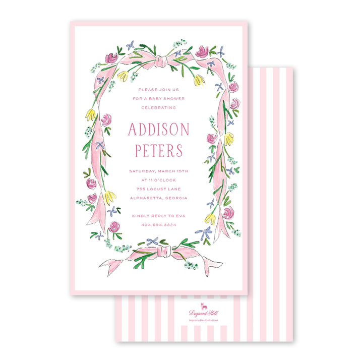 Dogwood Hill - Pink Ribbon Boxed Invitation: Imprintable Invitation Boxed Set of 10 Cards