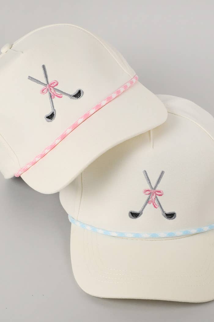 Fashion City - Golf Clubs with Ribbon Embroidered Trucker Hat: LT BLUE / ONE SIZE