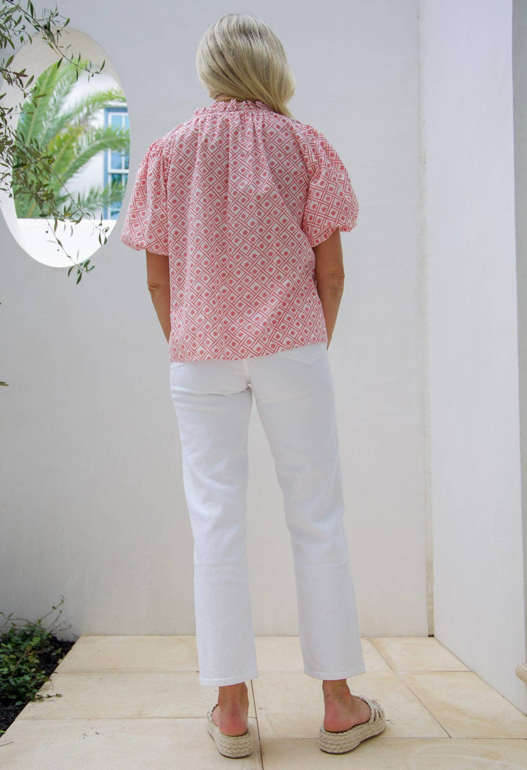 Ex Voto - Daisy Blouse in Peach Blossom Lattice by ExVoto: L