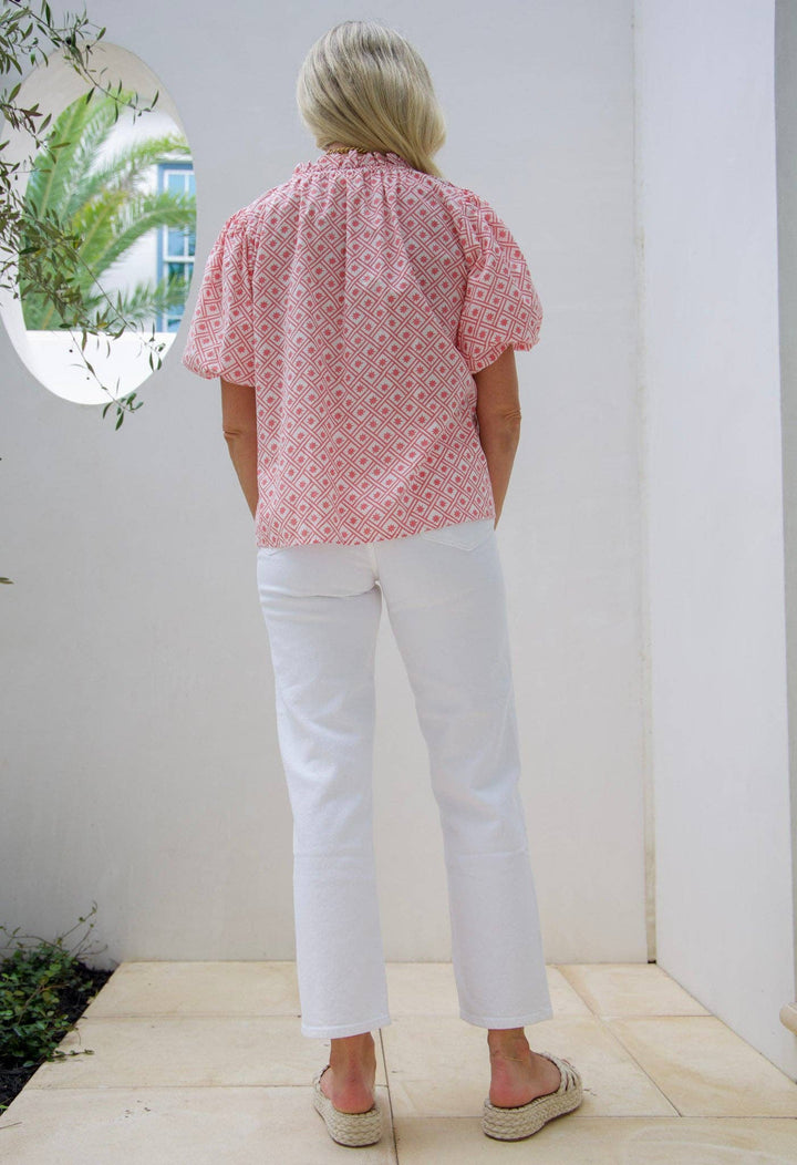 Ex Voto - Daisy Blouse in Peach Blossom Lattice by ExVoto: L