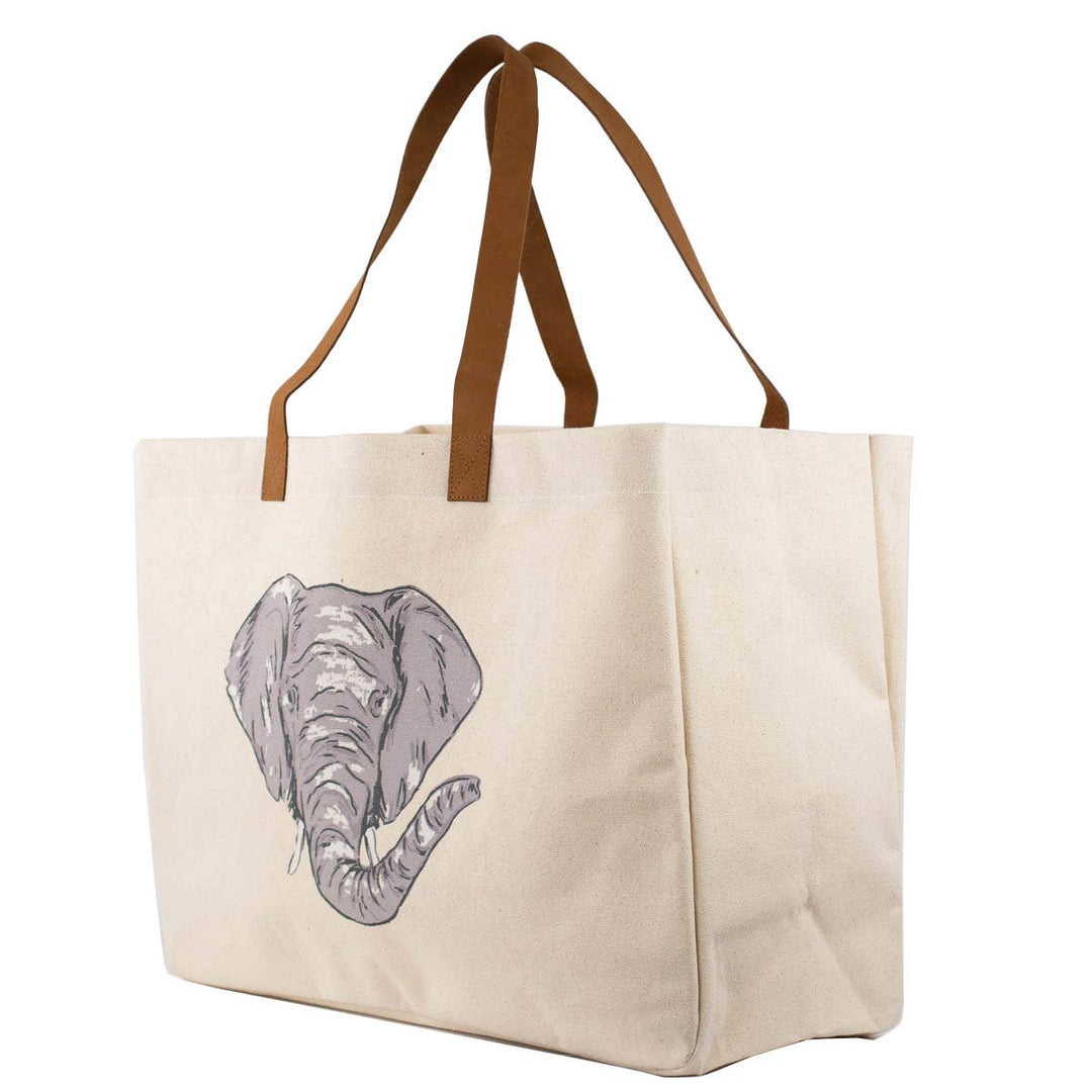 The Royal Standard - Elephant Love Tote   Natural/Gray/Black   19.5x13.5x7